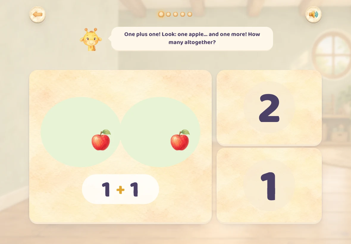 One apple plus one apple, with two possible totals to choose from