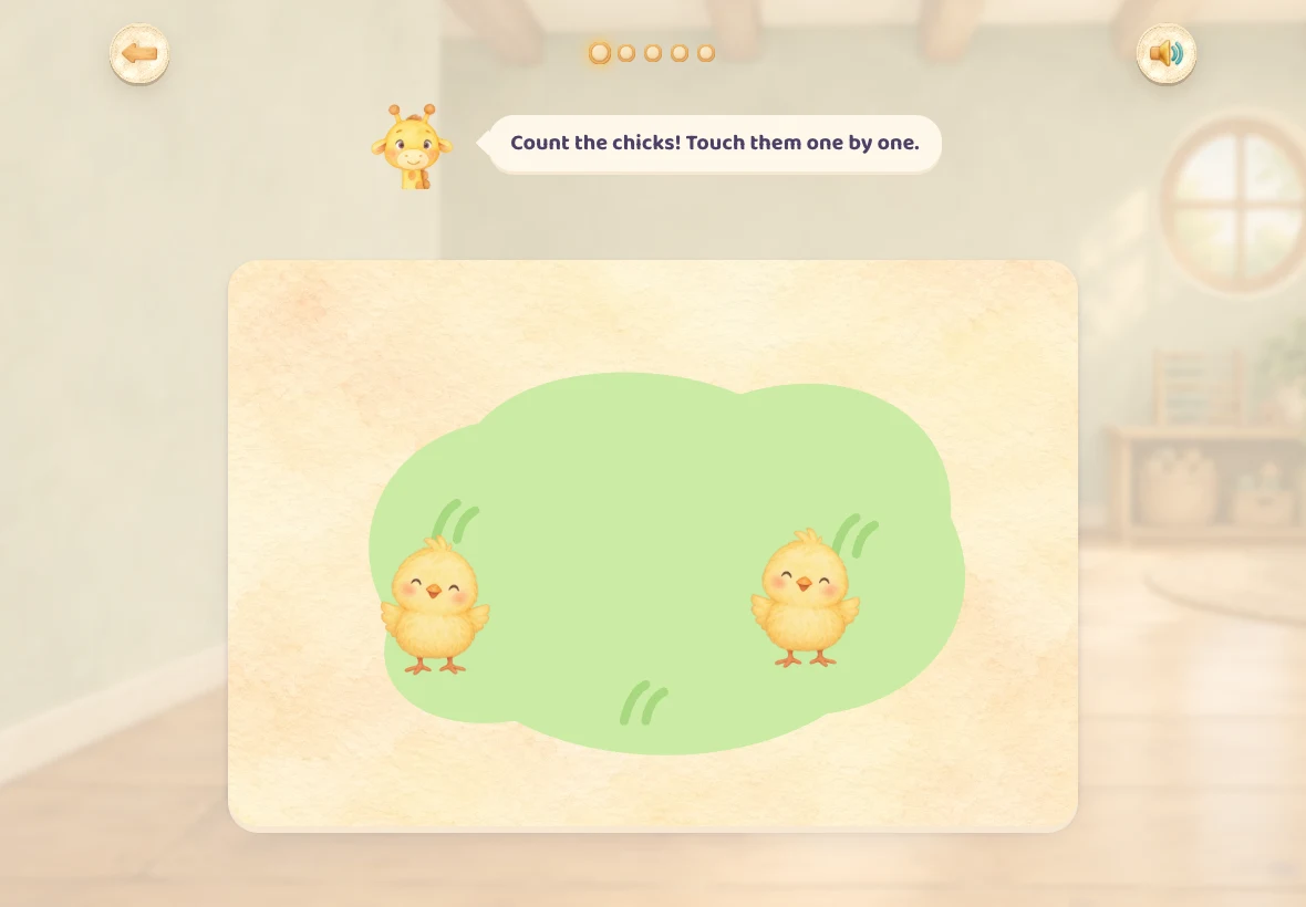 Two chicks ready to count by touch in the English game
