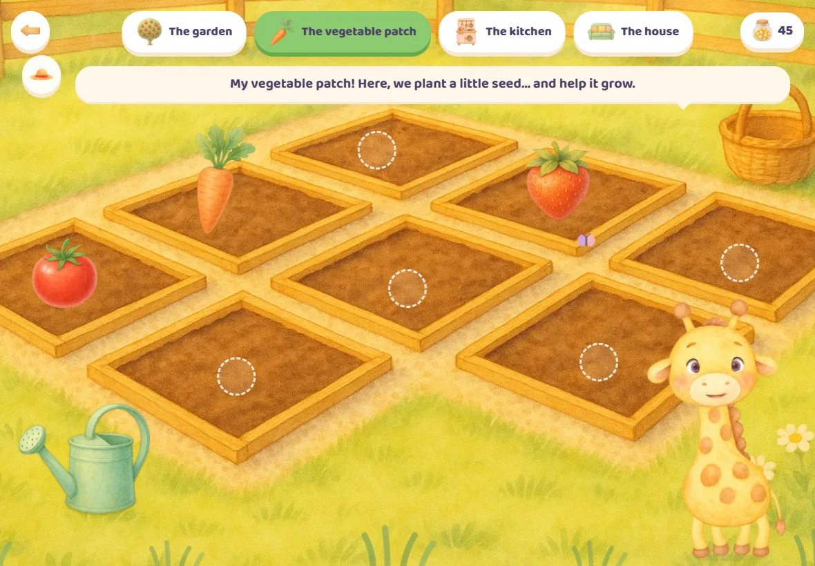 Girafoufou’s garden, a quiet place to grow vegetables between activities