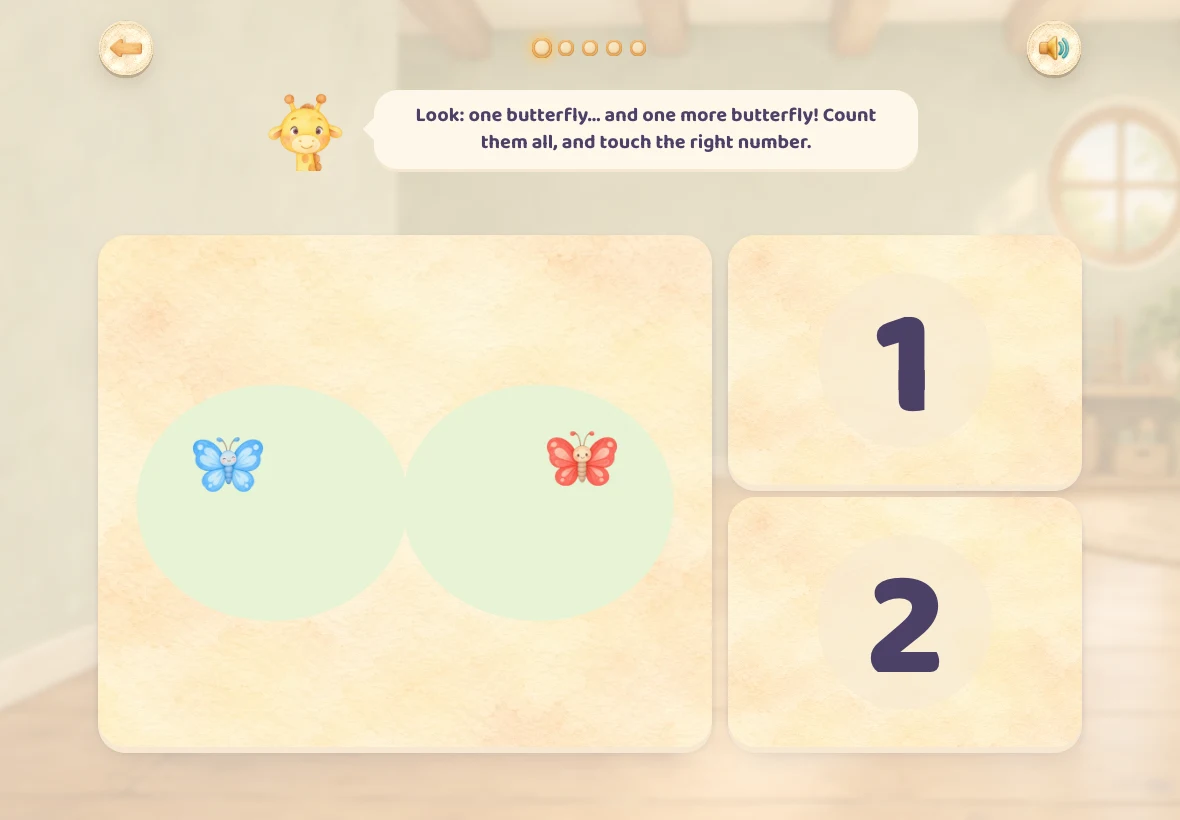 Two butterflies split into two groups, with a total to find